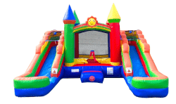 Rainbow Inflatable Double Water Slide Bounce House