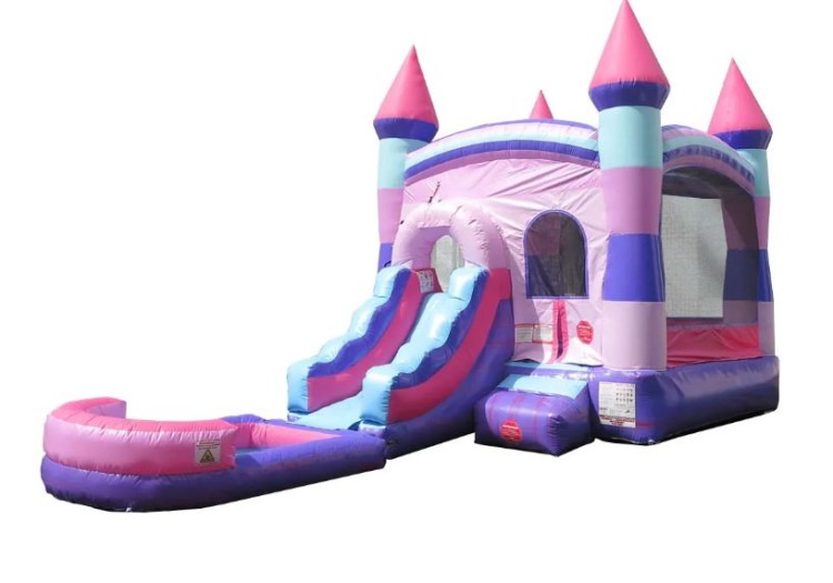 Pink Inflatable Bounce House with Slide Combo and  Pool